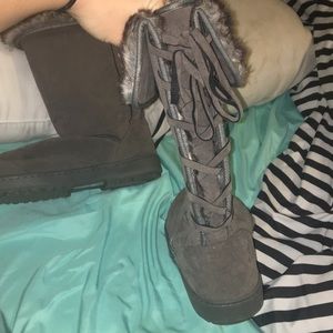 Grey tall boots